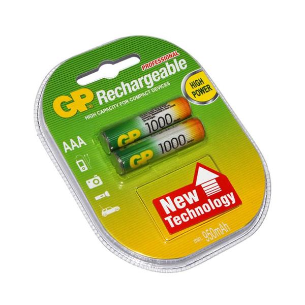 باتری نیم قلمی قابل شارژ 1000 میلی آمپر GP مدل GP100AAAHC-2UE2